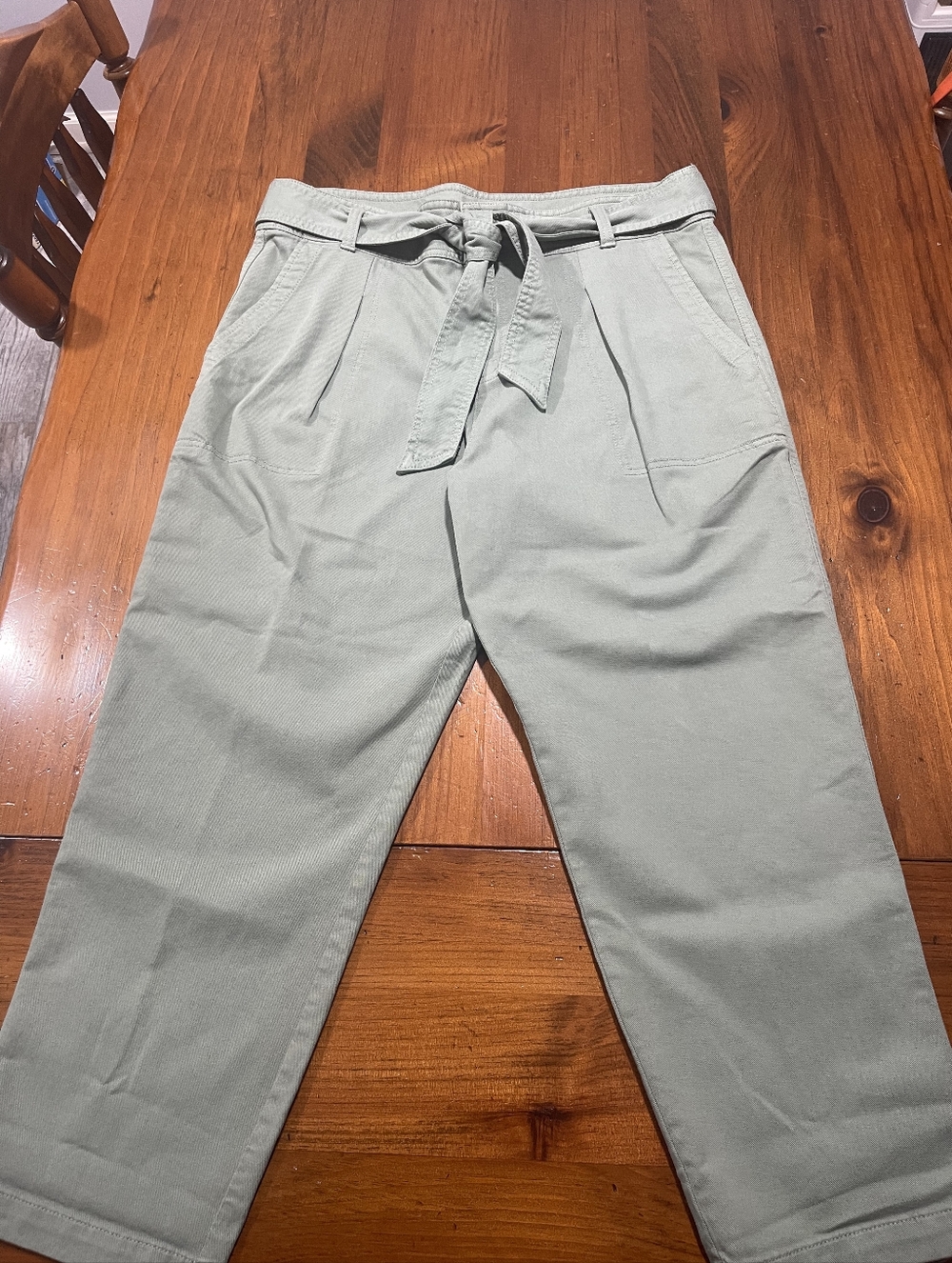 NWT ANN TAYLOR LOFT Womens‎ Casual Green High Waisted Belted Denim Jeans Size 14